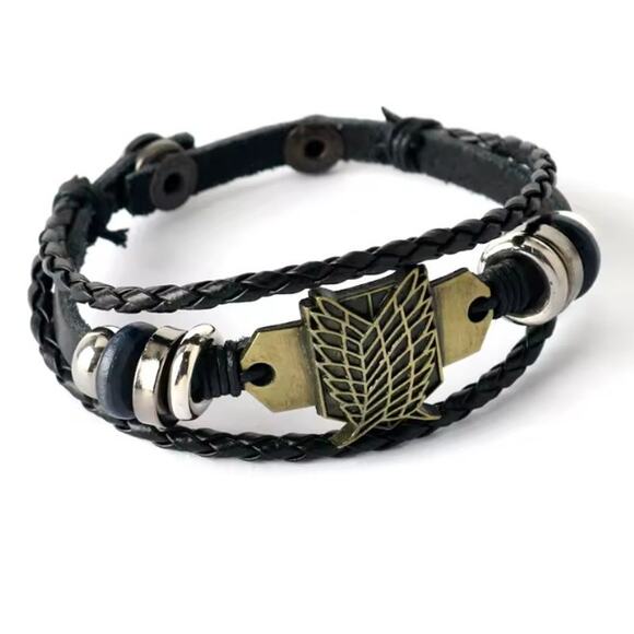 Attack on Titan Scout Regiment Leather Bracelet – Survey Corps Emblem Wristband - Picture 1 of 1